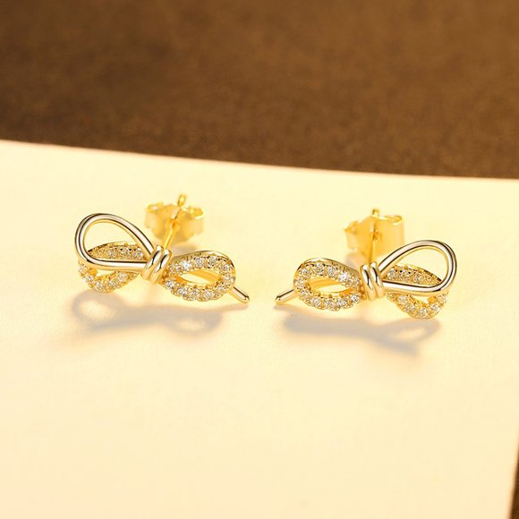 Bowknot  Stud Earrings in 925 Sterling Silver - Picture 4 of 5